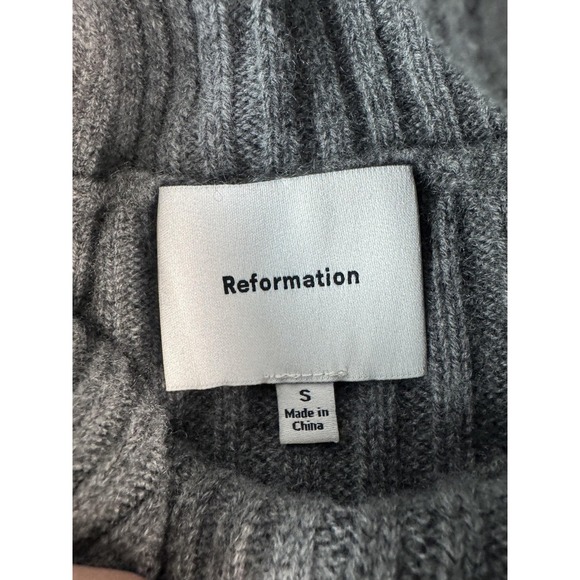 Reformation Sweater Womens Small Ribbed Turtleneck Cropped Pullover Cashmere Ble - Picture 2 of 7